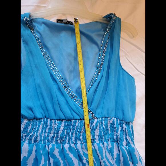 Jessica Taylor Maxi Summer Dress Sea Blue Long Back Short Front Large Rhinestone - Picture 5 of 7